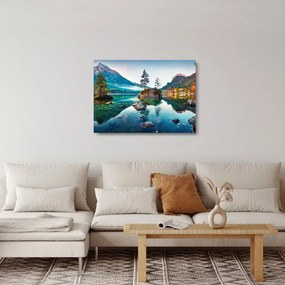 Tablou pe sticlă - Lacul Hintersee, Alpii Bavarezi, Austria (70x50 cm)