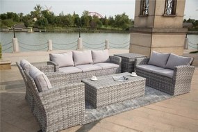 Set de canapele pentru grădină cu box pentru perne AUCKLAND gri