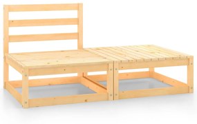 Set mobilier gradina, 2 piese, lemn masiv de pin Maro, Canapea de mijloc + suport pentru picioare, 1