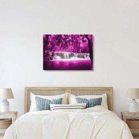 Tablou pe sticlă - Cascadă, violet (70x50 cm)