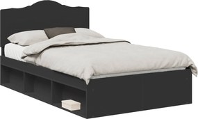 vidaXL Cadru de pat cu headboard Negru 120 x 200 cm Lemn de pin masiv