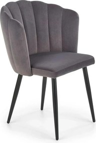 Scaun tapitat K386, gri inchis/negru, stofa catifelata/metal, 60x58x84