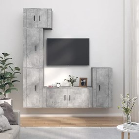 3188618 vidaXL Set dulap TV, 5 piese, gri beton, lemn prelucrat