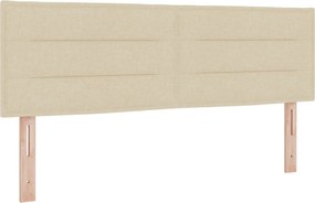 vidaXL Tăblie LED cu benzi LED cu headboard Crem 160 cm țesătură