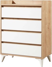Comoda TUVALLE 040, alb/stejar, PAL melaminat, 70x40x92 cm