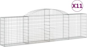 vidaXL Coșuri gabion arcuite 11 buc, 300x30x80/100 cm, fier galvanizat