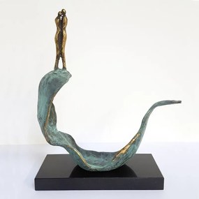 Statueta bronz masiv "Impreuna pe val"