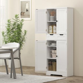 HOMCOM Mobilier de baie cu sertar, dulap cu uși, raft reglabil, 60 x 30 x 160 cm, alb | Aosom Romania
