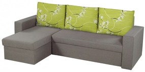 Coltar extensibil reversibil Oslo Grey Jasmine Flower cu lada de depozitare, 247x148x78 cm