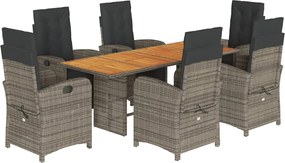 vidaXL Set mobilier de grădină cu perne, 7 piese, gri, poliratan