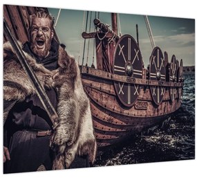 Tablou pe sticlă - Războinic viking (70x50 cm)