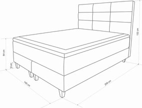 Pat matrimonial, Stockholm, Harmony E, 140x200 cm, saltea tip Pocket, topper memory, Taupe