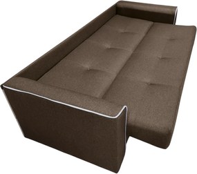 Canapea VERA extensibila, 3 locuri, lada de depozitare, stofa maro + gri, 225x90x90 Maro + Gri, Stofa