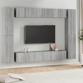 3120249 vidaXL Set dulapuri TV, 10 piese, gri sonoma, lemn compozit