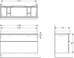 Geberit 500.356.00.1-Corp mobilier pentru chiuvetă dublă Smyle Square 61,7x118,4 cm alb