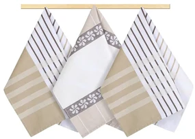 Bellatex Prosop Stripe bej, maro, alb, 50 x 70 cm, set 3 buc.