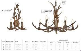 Candelabru deosebit stil rustic Stag 12L 6416-12BR SRT