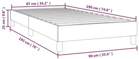 Cadru de pat box spring, gri, 90x190 cm, piele ecologica Gri, 25 cm, 90 x 190 cm