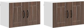 vidaXL Dulapuri de perete pentru bucătărie cu ușă 2 pcs Stejar închis
