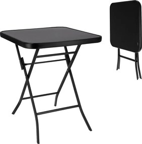 Măsuță pliabilă pătrată Jumi, 60x60 cm, negru, oțel și sticlă