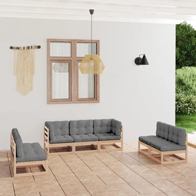 vidaXL Set mobilier de grădină, 7 piese, cu perne, lemn masiv de pin