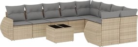 vidaXL Set canapele de grădină cu perne, 10 piese, bej, poliratan