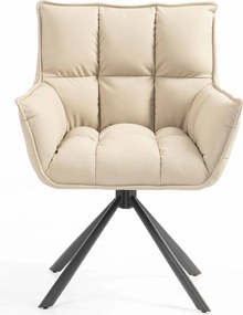 HR560 BAZĂ STEA Scaun Crem Piele Ecologica Premium Soft cu Bază Neagră