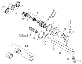 Baterie lavoar cu montaj pe perete, Hansgrohe, Finoris, cu pipa 16,8 cm, crom