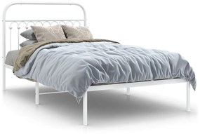 376645 vidaXL Cadru de pat din metal cu tăblie, alb, 107x203 cm