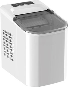 HOMCOM Mașină de Gheață cu Curățare Automată 12 kg/24H 9 Cuburi Gata în 7 Minute 2 Mărimi de Gheață 1,5L Rezervor Alb | Aosom Romania