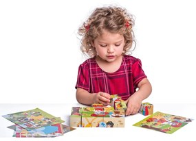 Puzzle din lemn cuburi - Basme 4 x 5