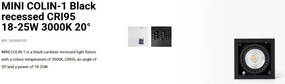 Spot LED incastrabil MINI COLIN-1 Black recessed CRI95 18-25W 3000K 20°