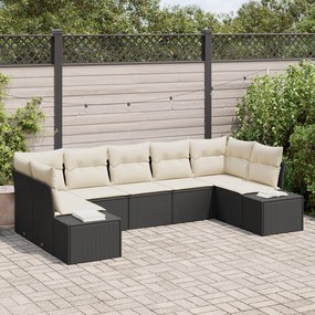 vidaXL Set de canapele pentru grădină cu pernă 7 pcs Negru Rattan poli