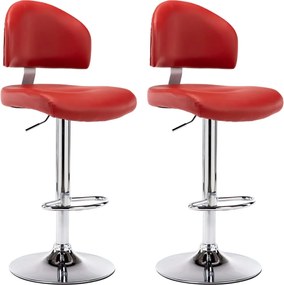 vidaXL Scaune de bar, 2 buc., roșu vin, piele ecologică