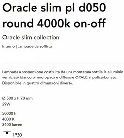 Lustra LED design geometric Oracle slim pl d050 round 4000k on-off alba
