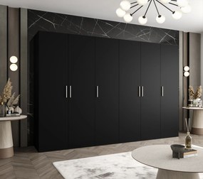 Dulap de haine 300 cm Borry 1 (Negru + Argintiu). 1125795