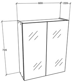 Corp haaus Zed, Suspendat, 2 Usi, cu oglinda, Alb, 60 x 22 x 72 cm