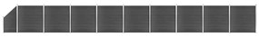 Set de panouri de gard, negru, 1657x(105-186) cm, WPC 1, Negru, 9 sectiuni + 1 sectiune inclinata
