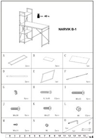 Birou alb MACHO B1 cu raft