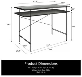 Birou cu blat din sticlă 49x108 cm Wainwright – Støraa