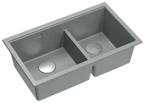 Chiuveta compozit sub blat Quadron Logan 120 gri - inox 76x45 cm