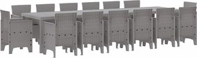 vidaXL Set de masă pentru grădină 15 pcs Gri deschis Ratan Polt