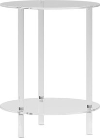 HOMCOM Măsuță Joasă Rotundă cu 2 Niveluri pentru Interior, Măsuță de Cafea din Acrilic, Ø40x50 cm, Transparentă | Aosom Romania