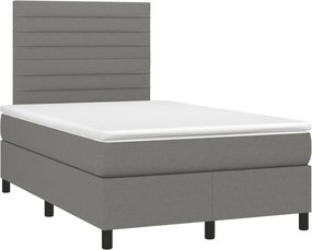 vidaXL Pat box spring cu saltea, gri închis, 120x190 cm, textil