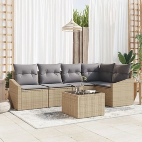 vidaXL Set de canapele pentru grădină 6 pcs Bej Rattan poli