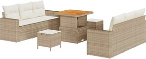 vidaXL Set de canapele pentru grădină cu pernă 9 pcs bej și crem
