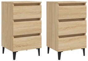 805912 vidaXL Noptieră & picioare metalice, stejar Sonoma, 40x35x69 cm