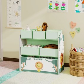 AIYAPLAY Raft pentru Jucării Copii cu 3 Niveluri și 6 Containere Detașabile din Material Textil, Mobilier Organizator pentru Dormitor, Cameră de Joacă și Sufragerie, Verde | Aosom Romania