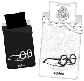 Harry Potter Glasses Lenjerie de pat care luminează în întuneric 140×200cm, 70×90 cm