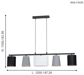 Eglo 98588 - Lustră pe cablu ALMEIDA 5xE14/25W/230V